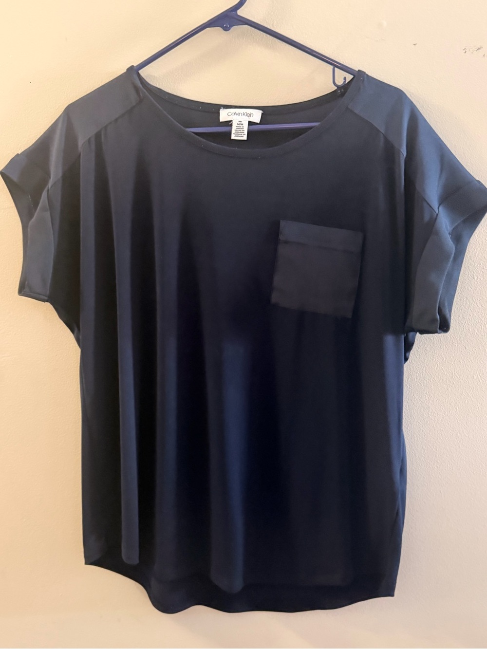 Calvin Klein Navy Short-Sleeve Pocket Top